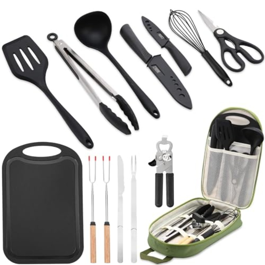 Camping Cooking Kitchen - Camping Essentials Cookware Cooking Utensils Set