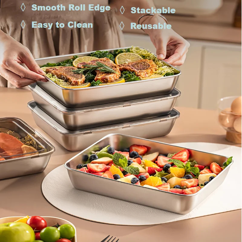 Camping Cooking Box - 3pcs Stainless Steel Food Containers &