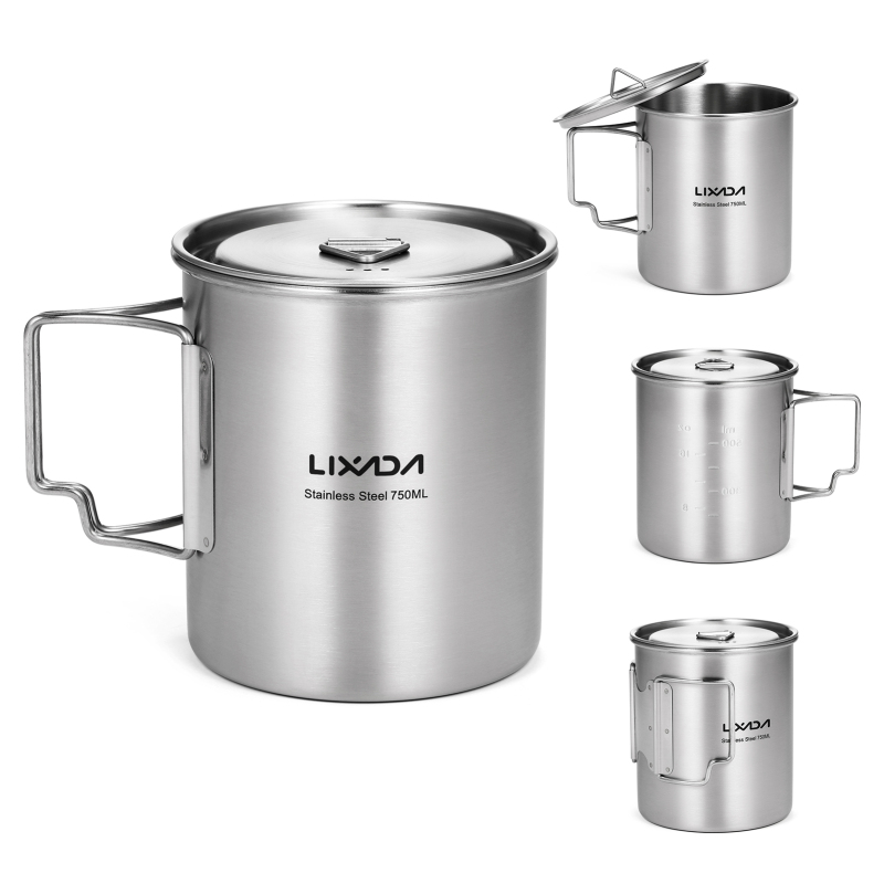 Camping Cooking Ware Set - Lixada 750ml Cup Outdoor Stainless Steel