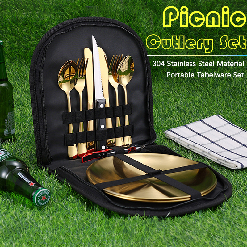 Camping Cooking Set Stainless Steel - 10Pcs Camping Tableware Set 304 Stainless