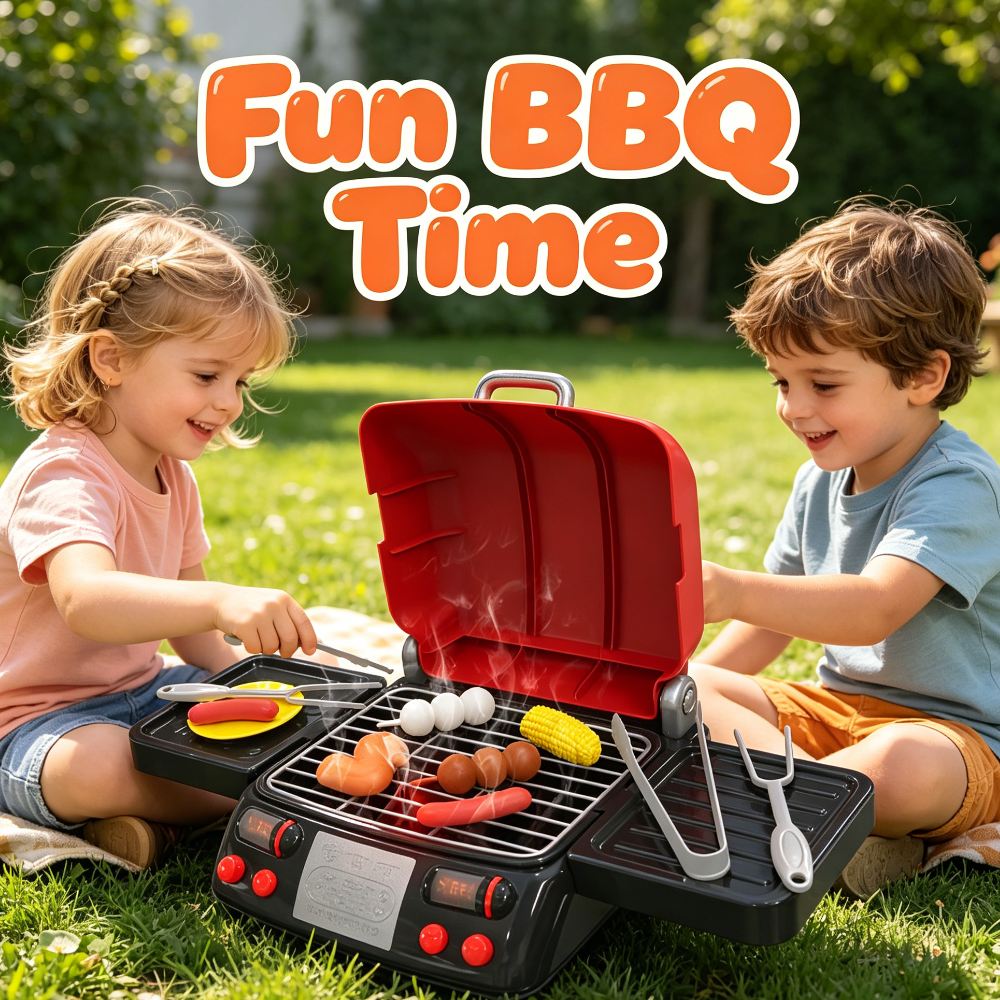 Camping Cooking And Eating Set - Children's Electric Play Food Grill Toy