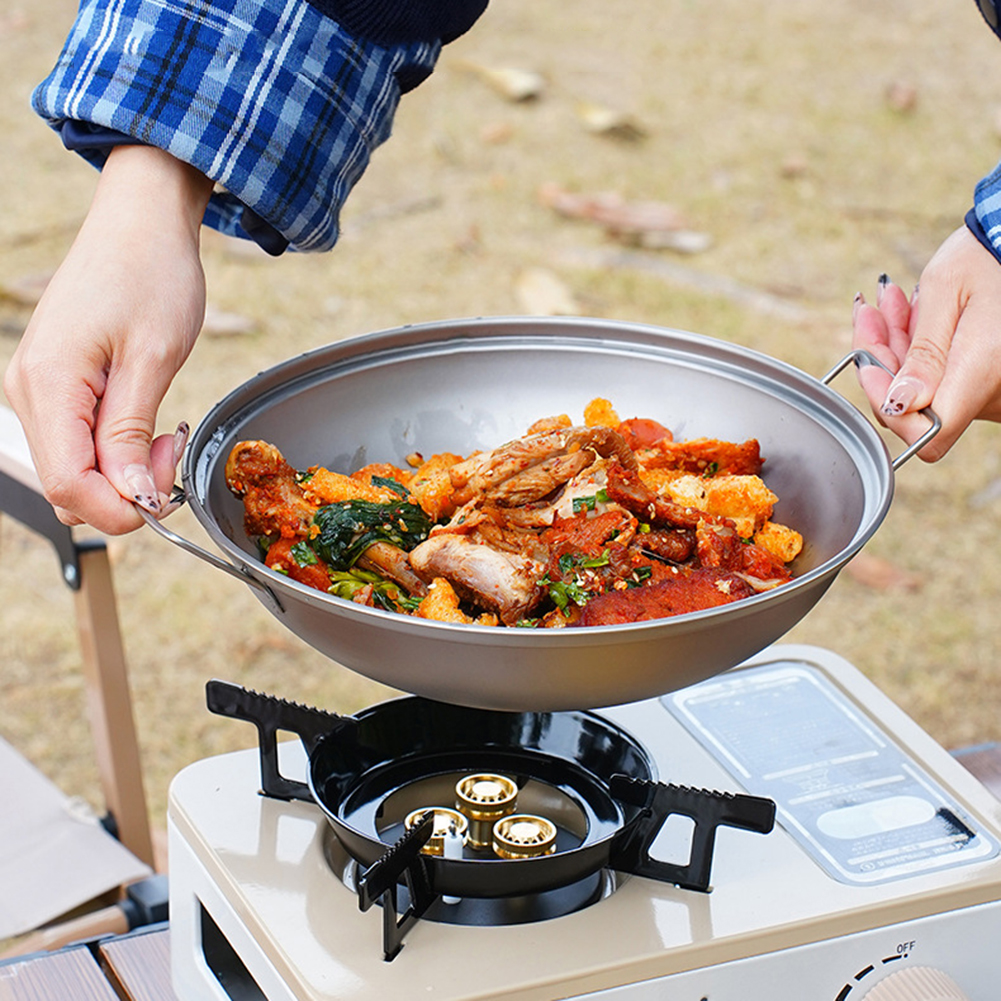 Titanium Wok Pan with Lid Doub - Camping Cooking Hardware ulasan dan harga