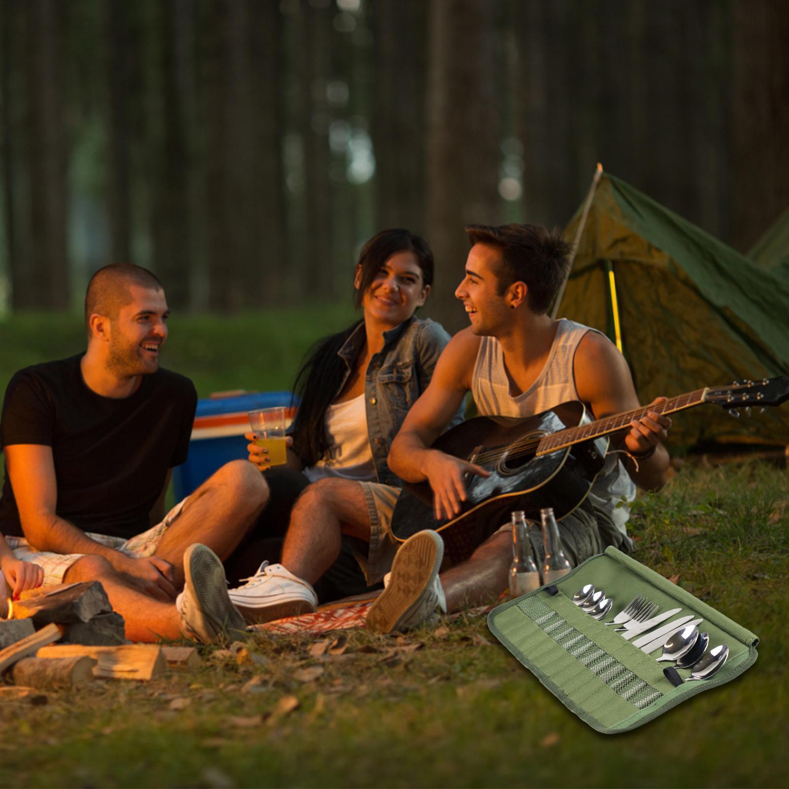Camping Tableware Roll Bag Kit - Camping Cooking And Eating Set ulasan dan harga