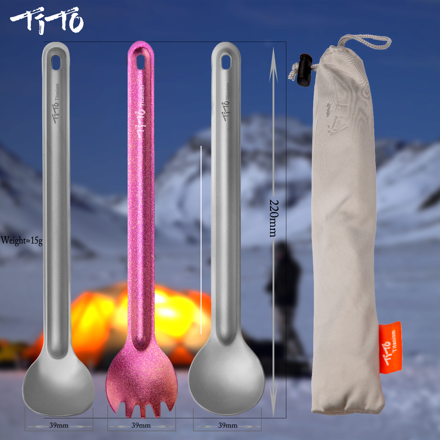 TiTo Titanium Spork Spoon Long - Camping Cooking Hardware ulasan dan harga