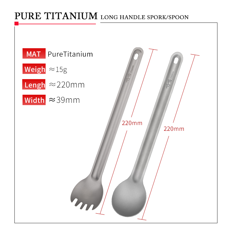TiTo Titanium Spork Spoon Long - Camping Cooking Hardware ulasan dan harga