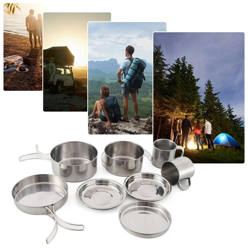 8pcs/Set Camping Cookware Mess - Camping Cooking Ware Set ulasan dan harga