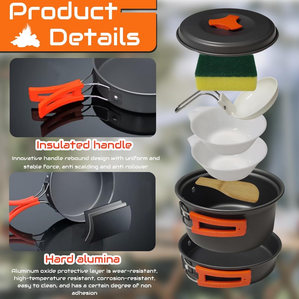 7Pcs Camping Pan Set - Backpac - Camping Cooking Survival ulasan dan harga