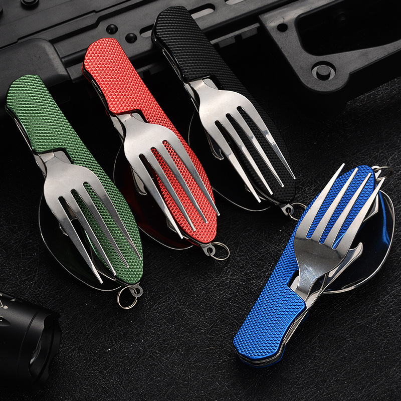 4 in1 Foldable Camping Utensil - Camping Cooking Set Stainless Steel ulasan dan harga