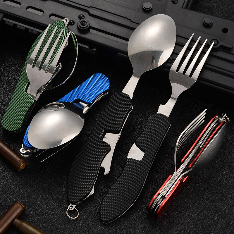 4 in1 Foldable Camping Utensil - Camping Cooking Set Stainless Steel ulasan dan harga