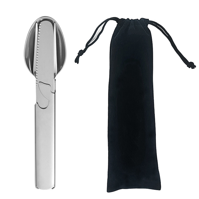 4Pcs/Set Portable Stainless St - Camping Cooking And Eating Set ulasan dan harga