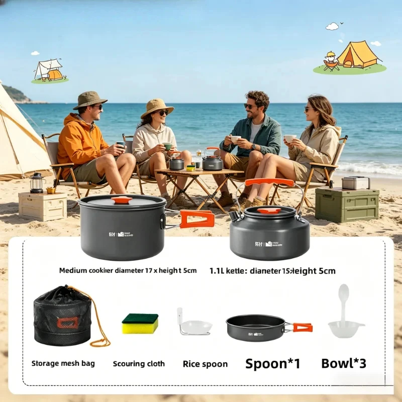Camping Cookware Set Outdoor P - Camping Cooking And Eating Set ulasan dan harga