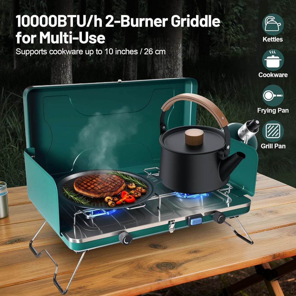 Portable 20,000 BTU Dual Burne - Camping Cooking Burner ulasan dan harga