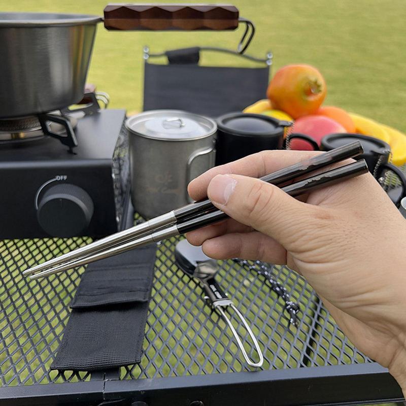 Foldable Spoon Chopsticks Trav - Camping Cooking And Eating Set ulasan dan harga