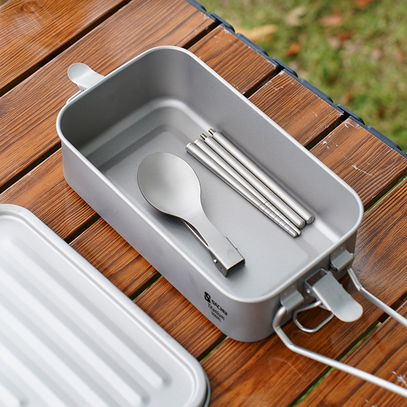 900ml Sealed Titanium Lunch Ca - Camping Cooking Box ulasan dan harga