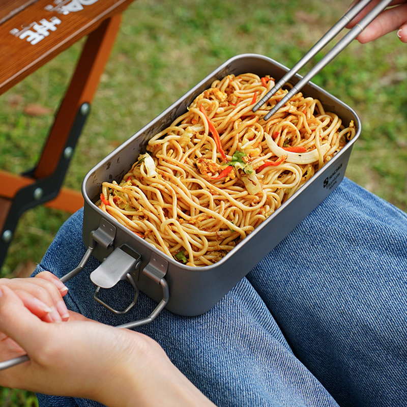 900ml Sealed Titanium Lunch Ca - Camping Cooking Box ulasan dan harga