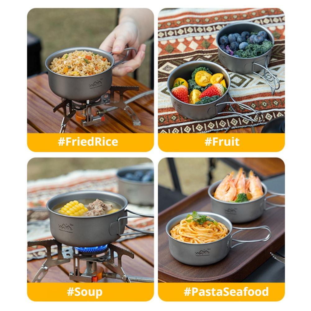 Titanium Foldable Camping Pot  - Camping Cooking Handle ulasan dan harga