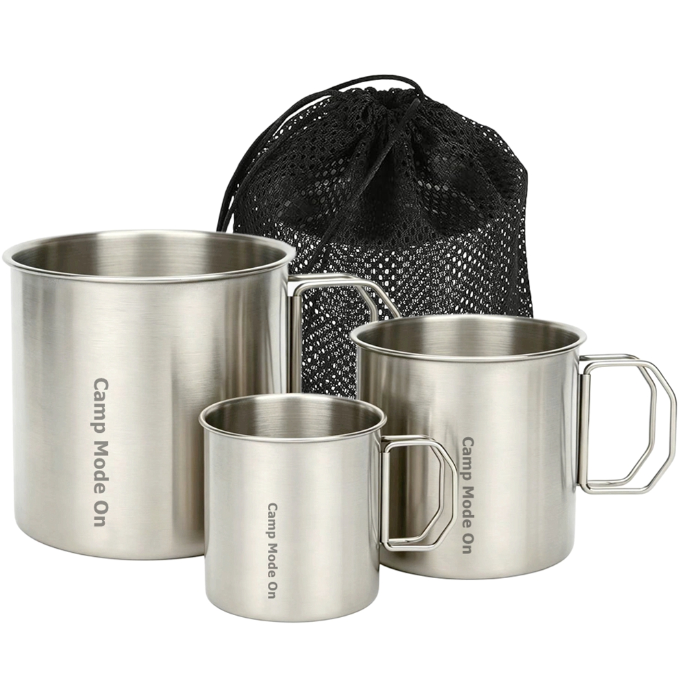 Set of 3 Cup Stainless Steel C - Camping Cooking Mug ulasan dan harga