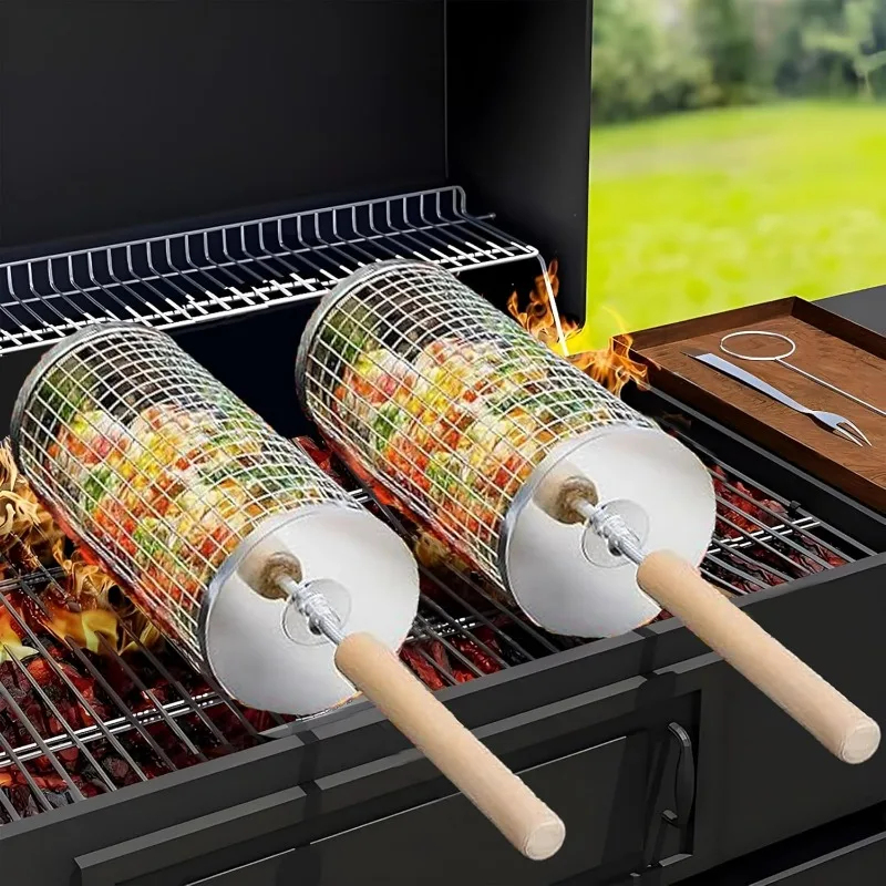Round Rolling BBQ Grill Net 30 - Camping Cooking Kitchen ulasan dan harga