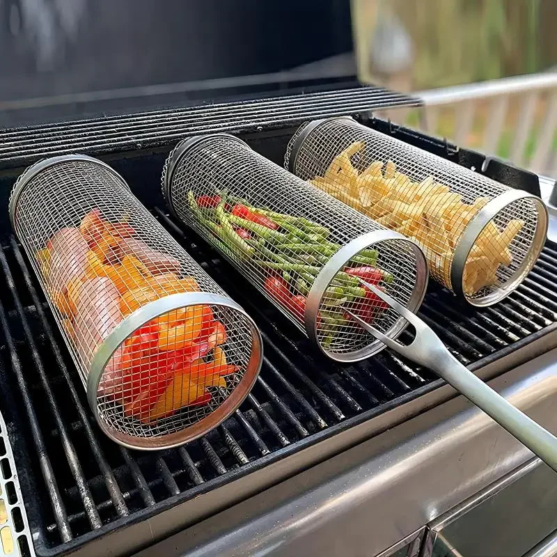 Round Rolling BBQ Grill Net 30 - Camping Cooking Kitchen ulasan dan harga