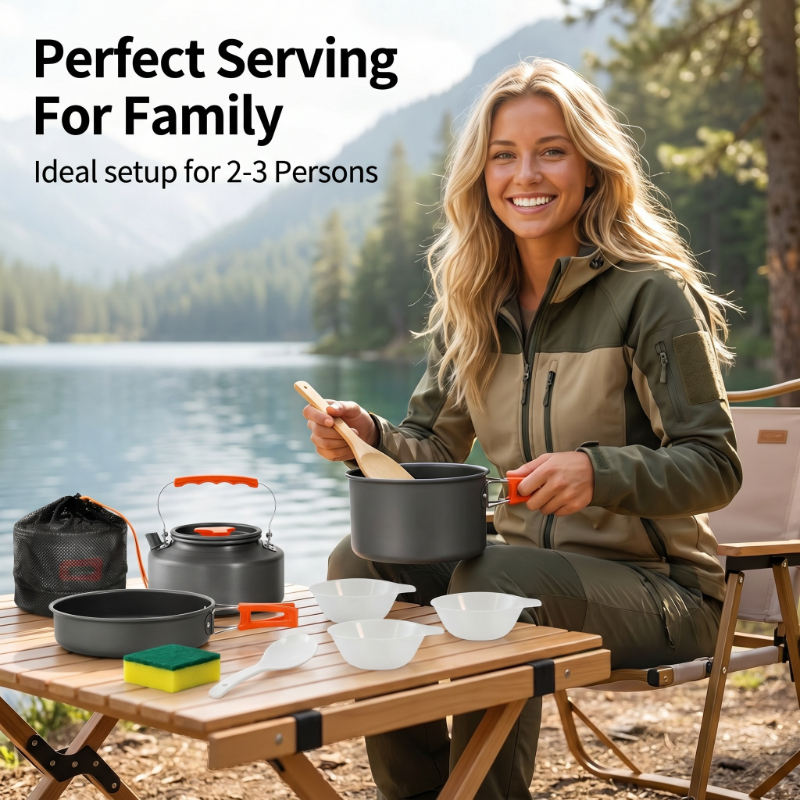 10PCS Ultralight Portable Alum - Camping Cooking Ware Set ulasan dan harga