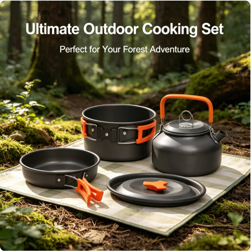 Camping Cookware Set Outdoor P - Camping Cooking And Eating Set ulasan dan harga
