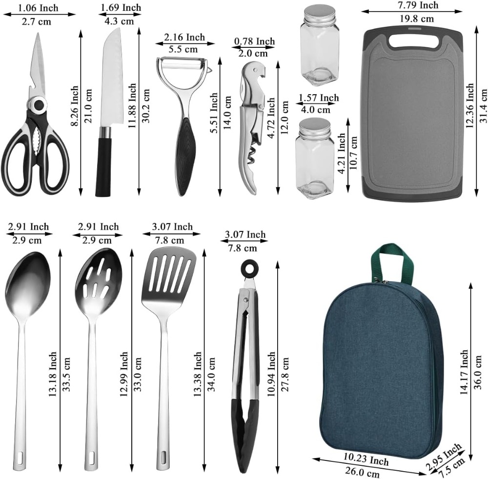 Camping Cooking Utensil Set 10 - Camping Cooking Set Stainless Steel ulasan dan harga
