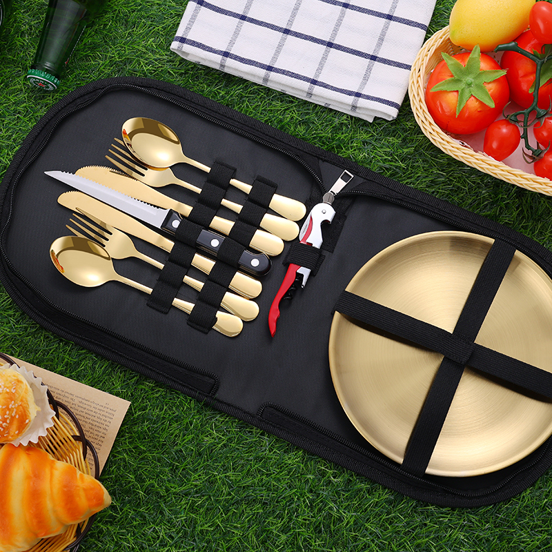 10Pcs Camping Tableware Set 30 - Camping Cooking Set Stainless Steel ulasan dan harga