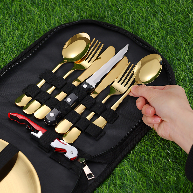 10Pcs Camping Tableware Set 30 - Camping Cooking Set Stainless Steel ulasan dan harga