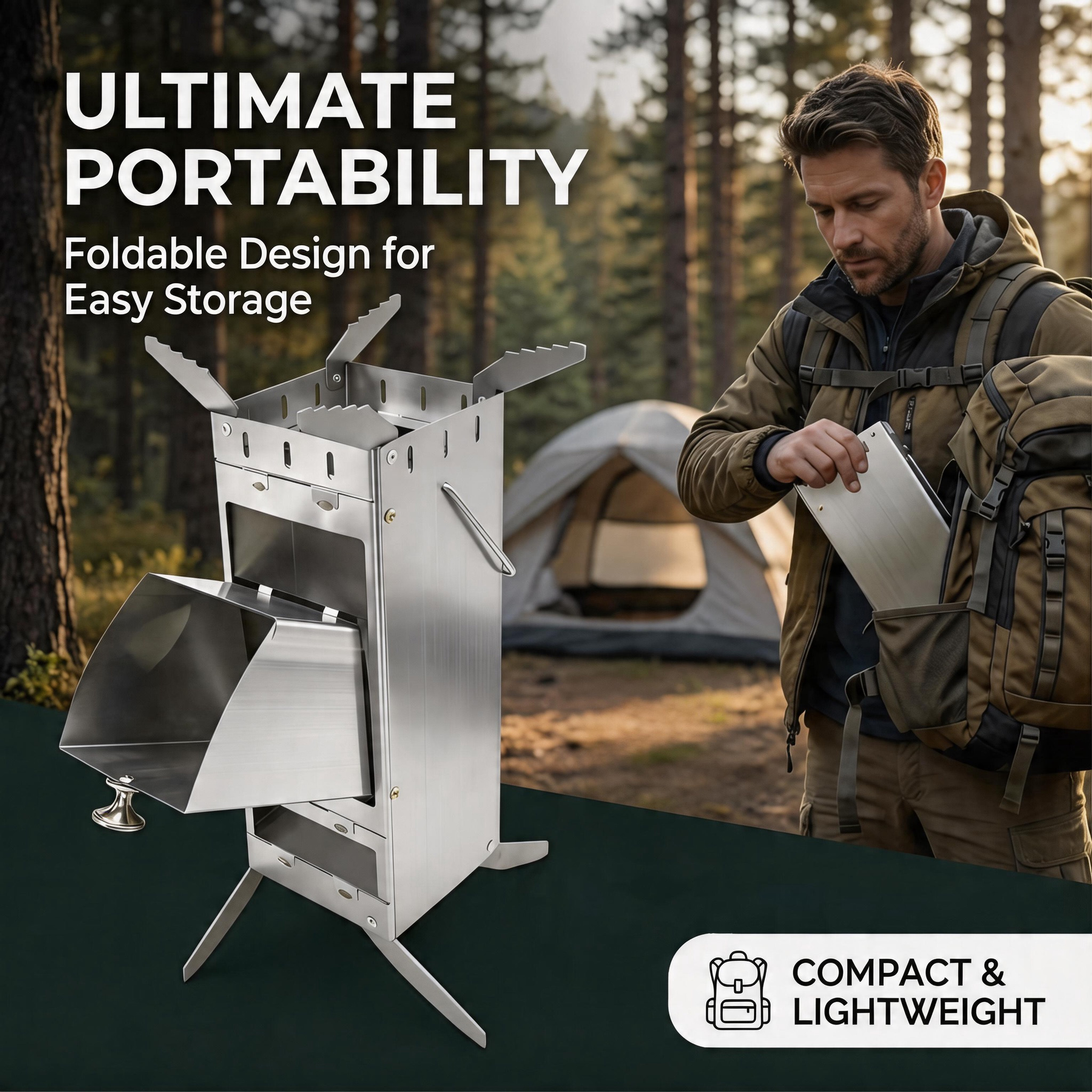 Portable Foldable Rocket Stove - Camping Cooking Kitchen ulasan dan harga