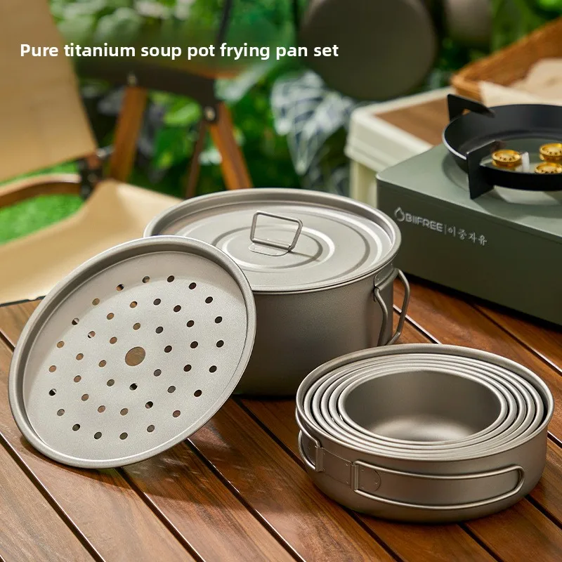 Titanium Outdoor Pot Set Picni - Camping Cooking Mug ulasan dan harga