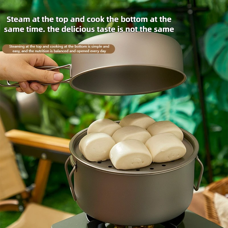 Titanium Outdoor Pot Set Picni - Camping Cooking Mug ulasan dan harga