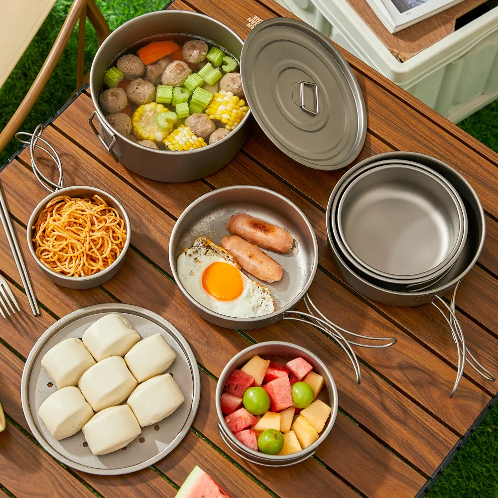 Titanium Outdoor Pot Set Picni - Camping Cooking Mug ulasan dan harga