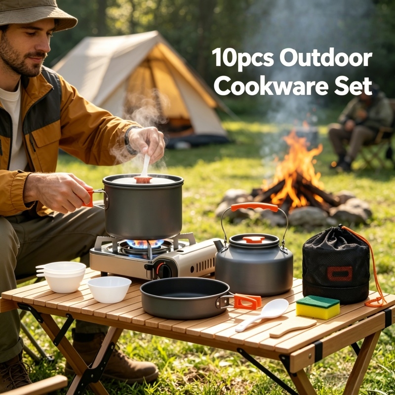 Camping Cookware Set Outdoor P - Camping Cooking And Eating Set ulasan dan harga